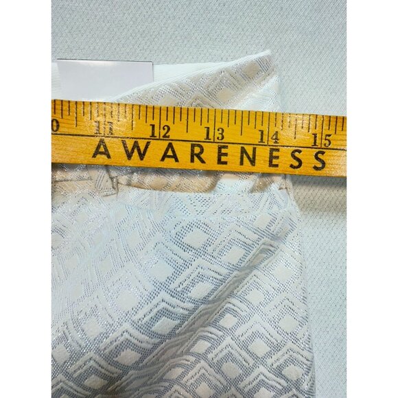 White House Black Market Womens Slim Ankle Pants Size 0P White Geo Metallic NWT - Picture 10 of 14